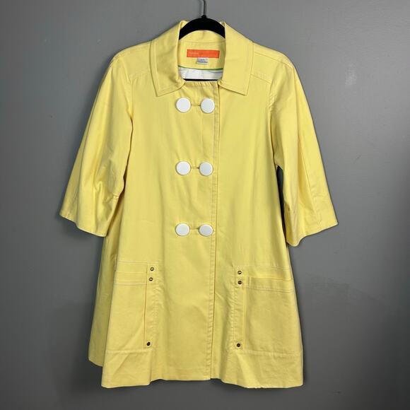 Cynthia Cynthia Steffe trench Jacket Medium Yellow 50s fisherman pastel pea coat - Picture 1 of 13